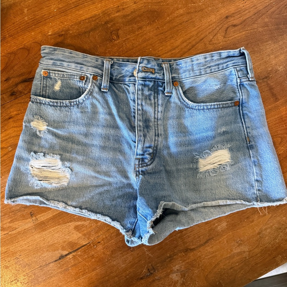 Madewell Classic Light Blue Distressed Denim Shorts